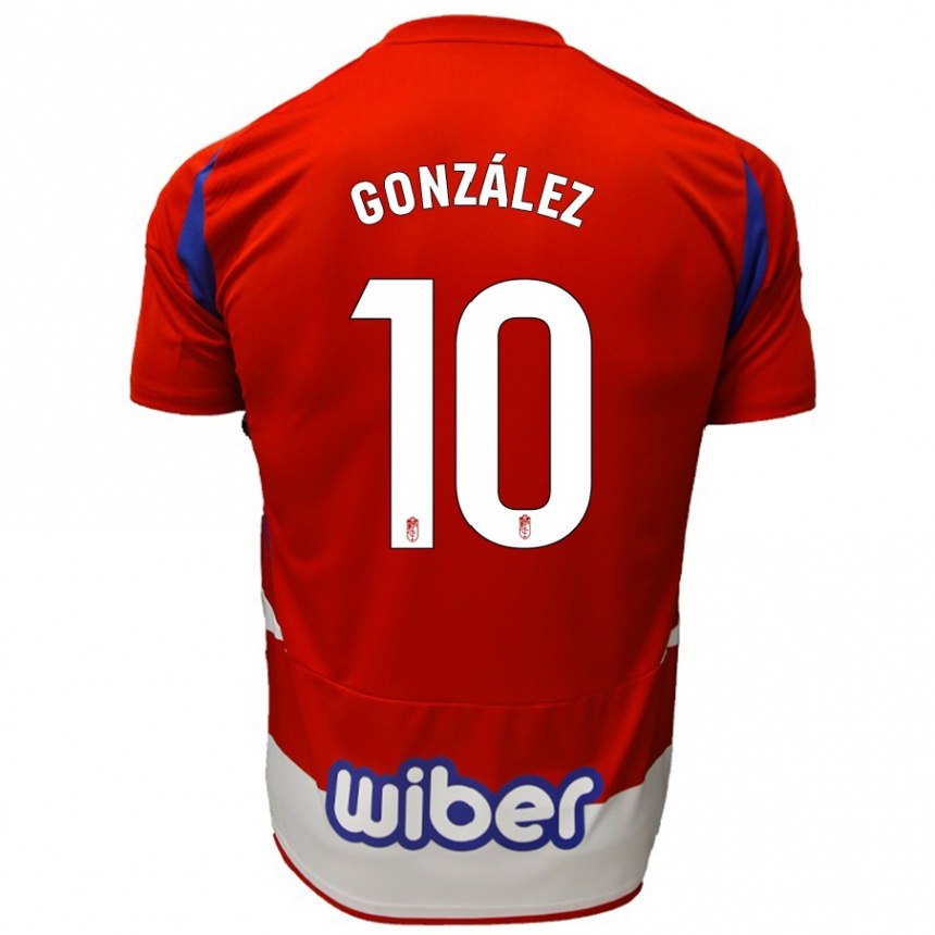גברים כדורגל Mario González #10 אדום לבן כחול ג'רזי ביתית 2024/25