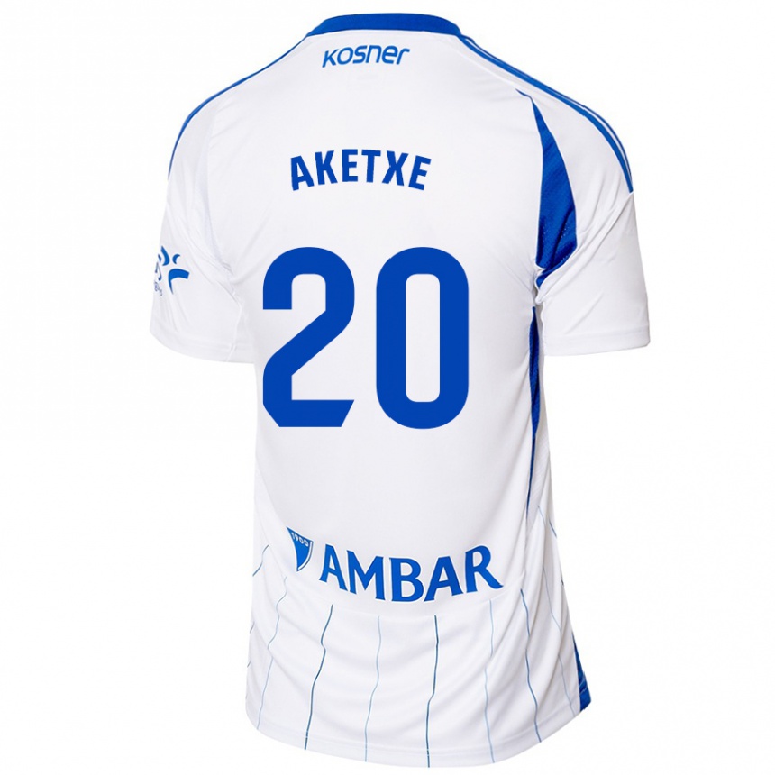 גברים כדורגל Ager Aketxe #20 אדום לבן ג'רזי ביתית 2024/25