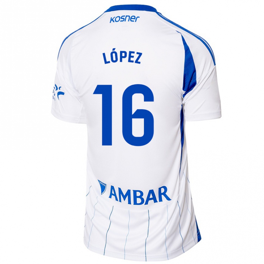 גברים כדורגל Juan López #16 אדום לבן ג'רזי ביתית 2024/25
