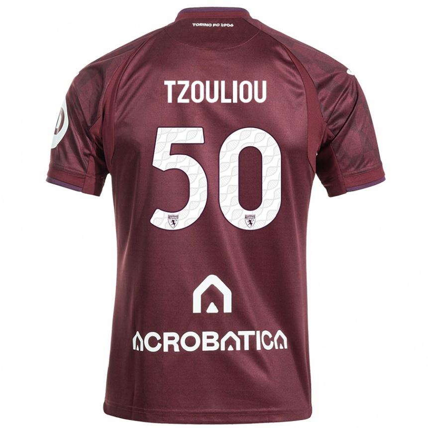 גברים כדורגל Dimitrianos Tzouliou #50 לבן שחור ג'רזי ביתית 2024/25