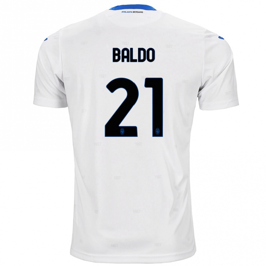 גברים כדורגל Nicolò Baldo #21 לָבָן הרחק ג'רזי 2024/25