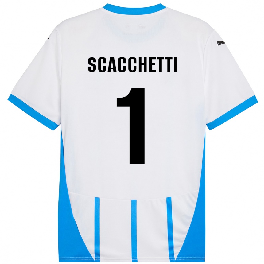 גברים כדורגל Alessandro Scacchetti #1 כחול לבן הרחק ג'רזי 2024/25