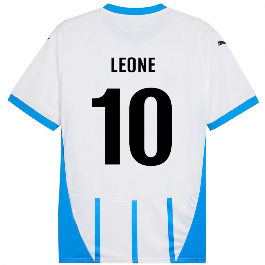 גברים כדורגל Kevin Leone #10 כחול לבן הרחק ג'רזי 2024/25