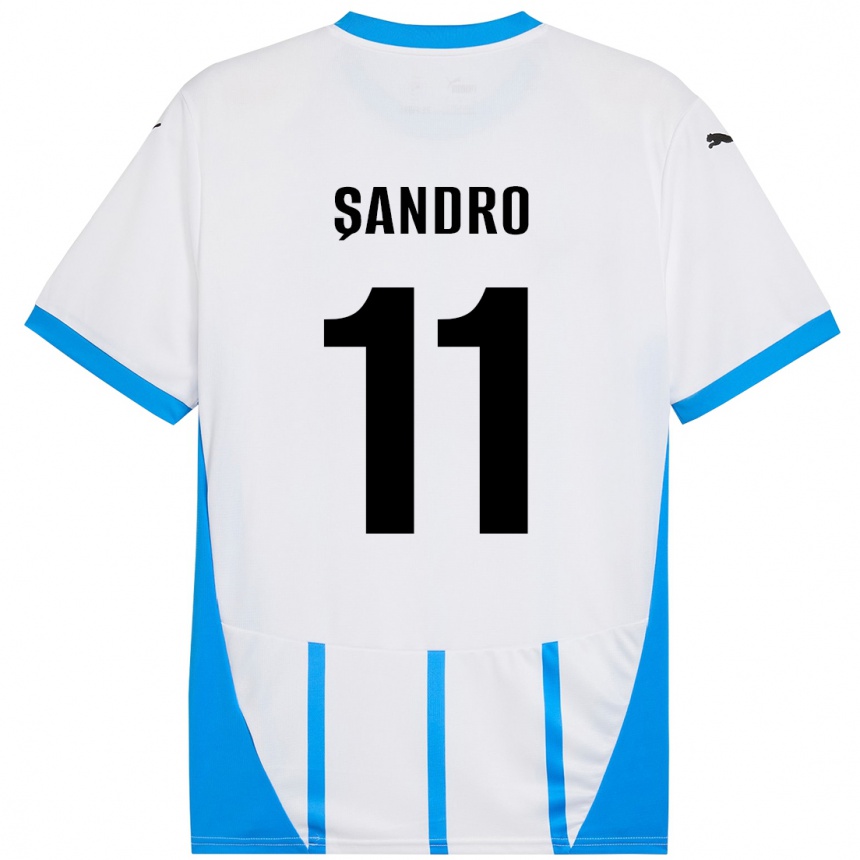 גברים כדורגל Denis Șandro #11 כחול לבן הרחק ג'רזי 2024/25