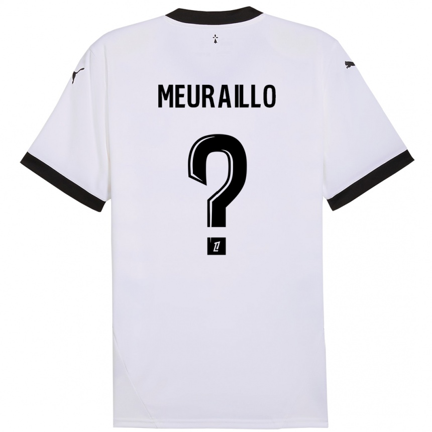 גברים כדורגל Thâo Mouapa Mwa Meuraillo #0 לבן שחור הרחק ג'רזי 2024/25
