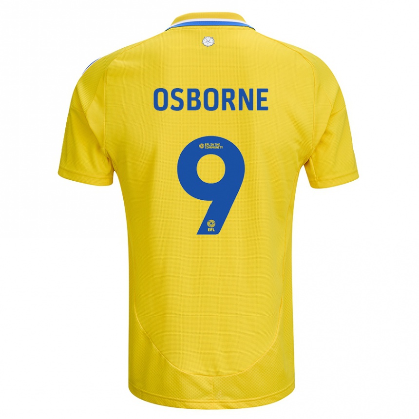 גברים כדורגל Jemimah Osborne #9 צהוב כחול הרחק ג'רזי 2024/25