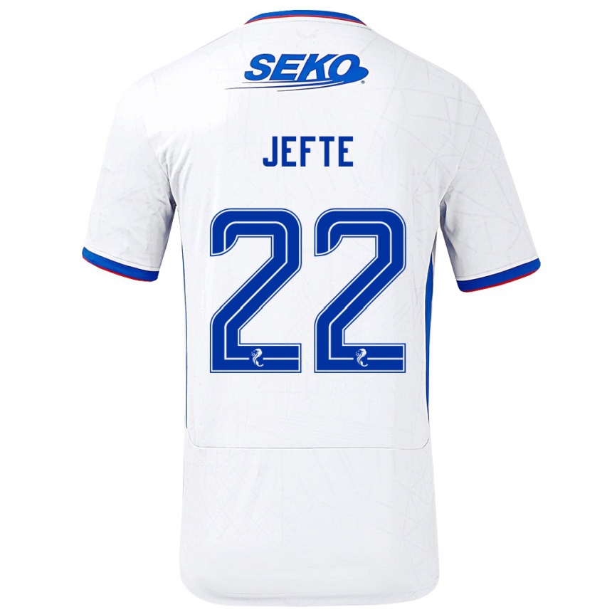 גברים כדורגל Jefté #22 לבן כחול הרחק ג'רזי 2024/25