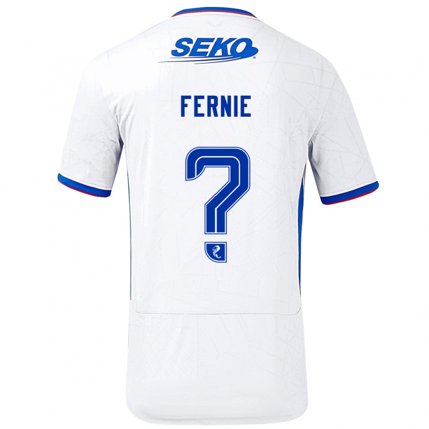 גברים כדורגל Cameron Fernie #0 לבן כחול הרחק ג'רזי 2024/25