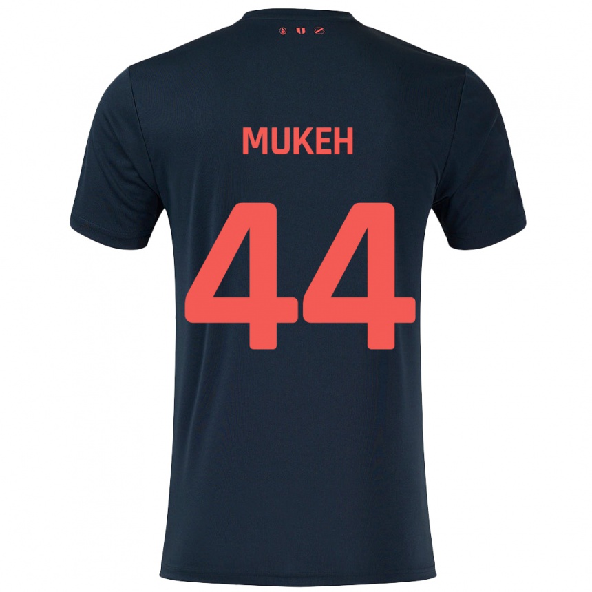 גברים כדורגל Joshua Mukeh #44 שחור אדום הרחק ג'רזי 2024/25