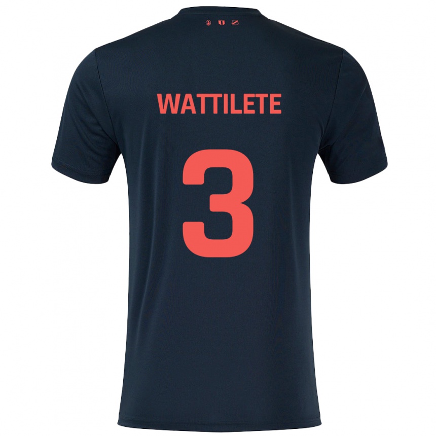 גברים כדורגל Julia Wattilete #3 שחור אדום הרחק ג'רזי 2024/25