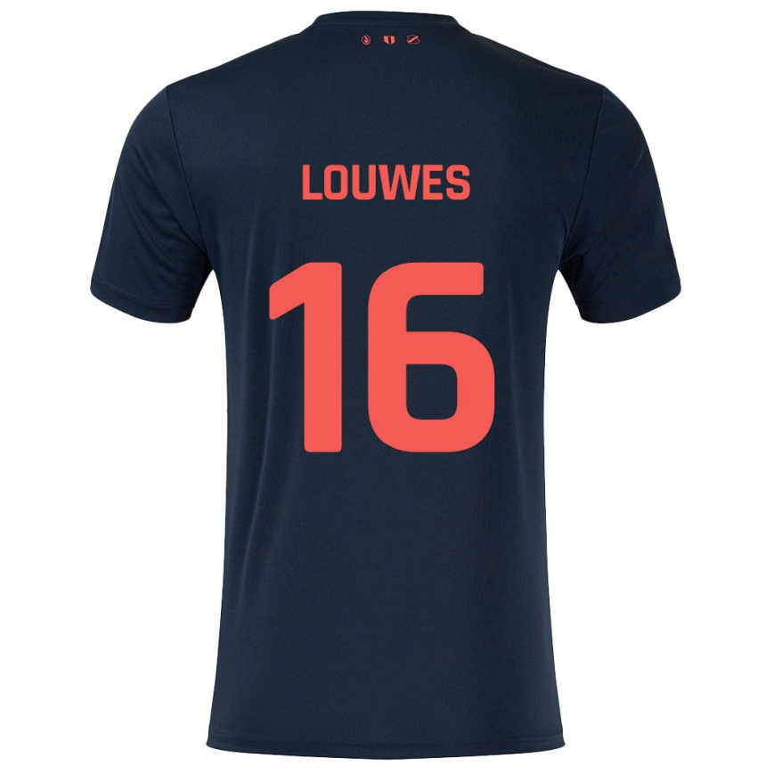 גברים כדורגל Puck Louwes #16 שחור אדום הרחק ג'רזי 2024/25
