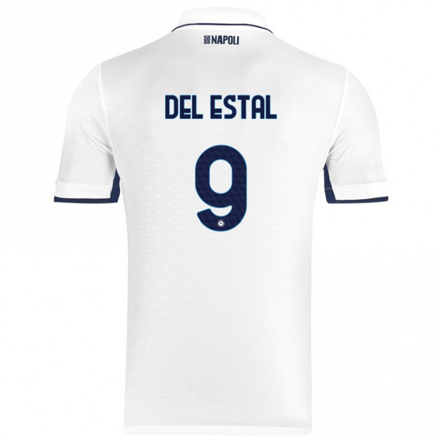 גברים כדורגל Eli Del Estal #9 כחול רויאל לבן הרחק ג'רזי 2024/25