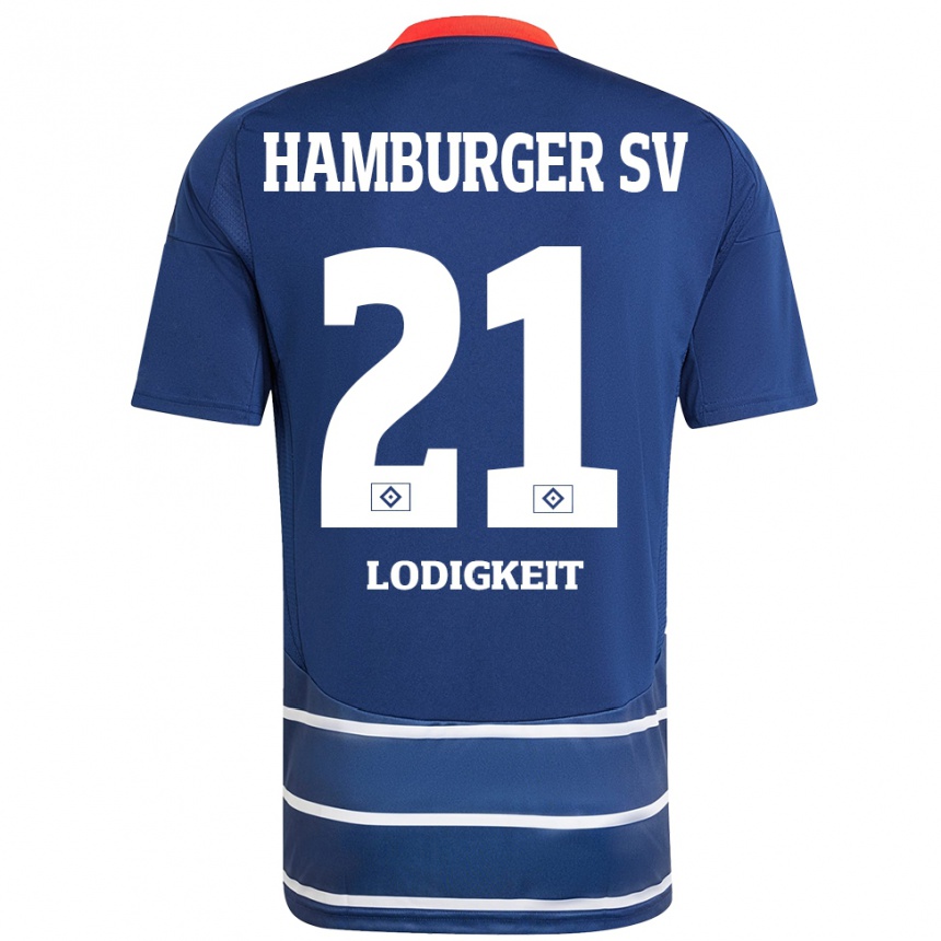 גברים כדורגל Luis Lodigkeit #21 כחול כהה הרחק ג'רזי 2024/25