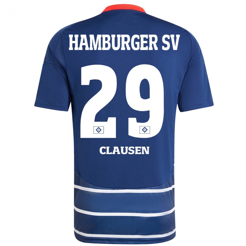 גברים כדורגל Lina Clausen #29 כחול כהה הרחק ג'רזי 2024/25
