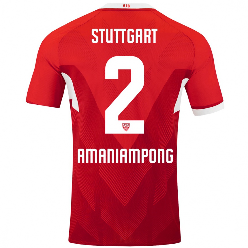 גברים כדורגל Kaden Amaniampong #2 אדום לבן הרחק ג'רזי 2024/25