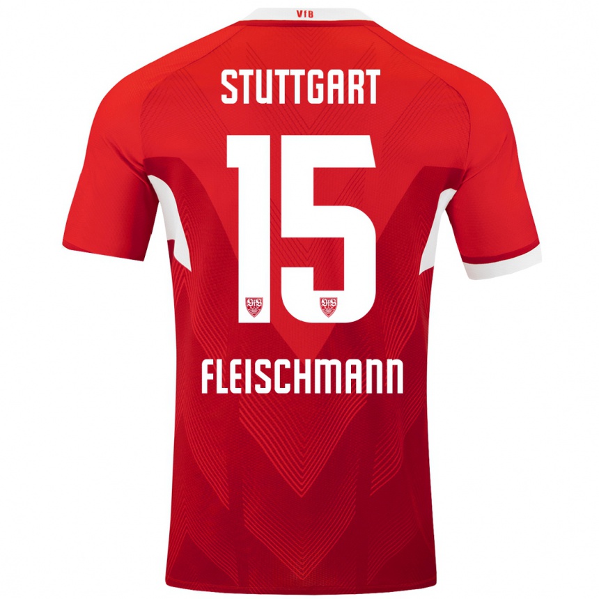 גברים כדורגל Svea Fleischmann #15 אדום לבן הרחק ג'רזי 2024/25