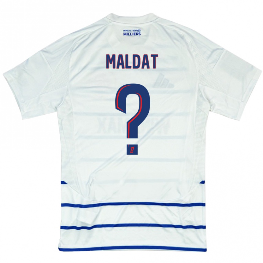 גברים כדורגל Timothé Maldat #0 לבן כחול הרחק ג'רזי 2024/25