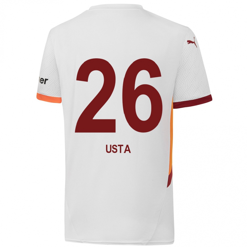 גברים כדורגל Alanur Usta #26 לבן צהוב אדום הרחק ג'רזי 2024/25
