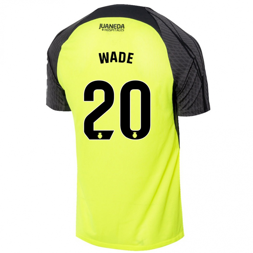 גברים כדורגל Sebas Wade #20 ירוק פלואורסצנטי שחור הרחק ג'רזי 2024/25