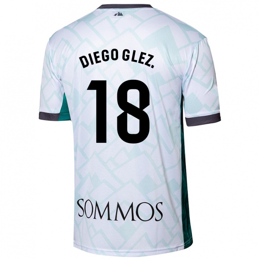 גברים כדורגל Diego González #18 לבן ירוק הרחק ג'רזי 2024/25