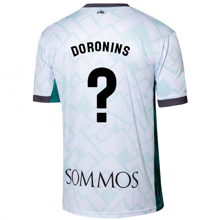 גברים כדורגל Nikita Doronins #0 לבן ירוק הרחק ג'רזי 2024/25