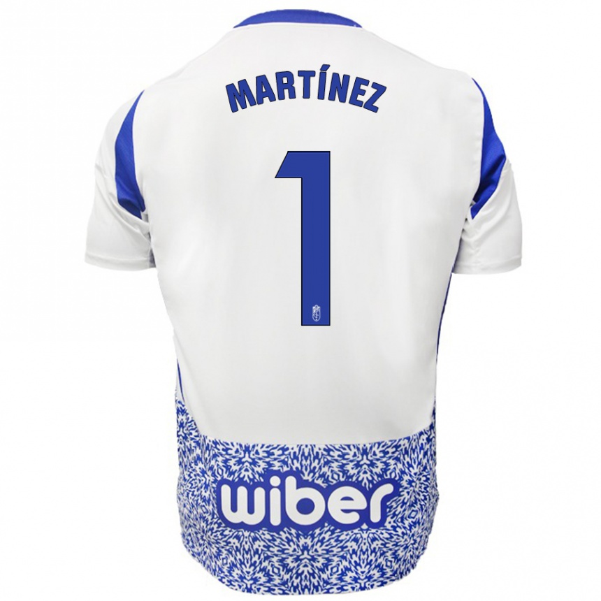 גברים כדורגל Marc Martínez #1 לבן כחול הרחק ג'רזי 2024/25