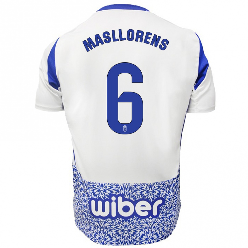 גברים כדורגל José Masllorens #6 לבן כחול הרחק ג'רזי 2024/25
