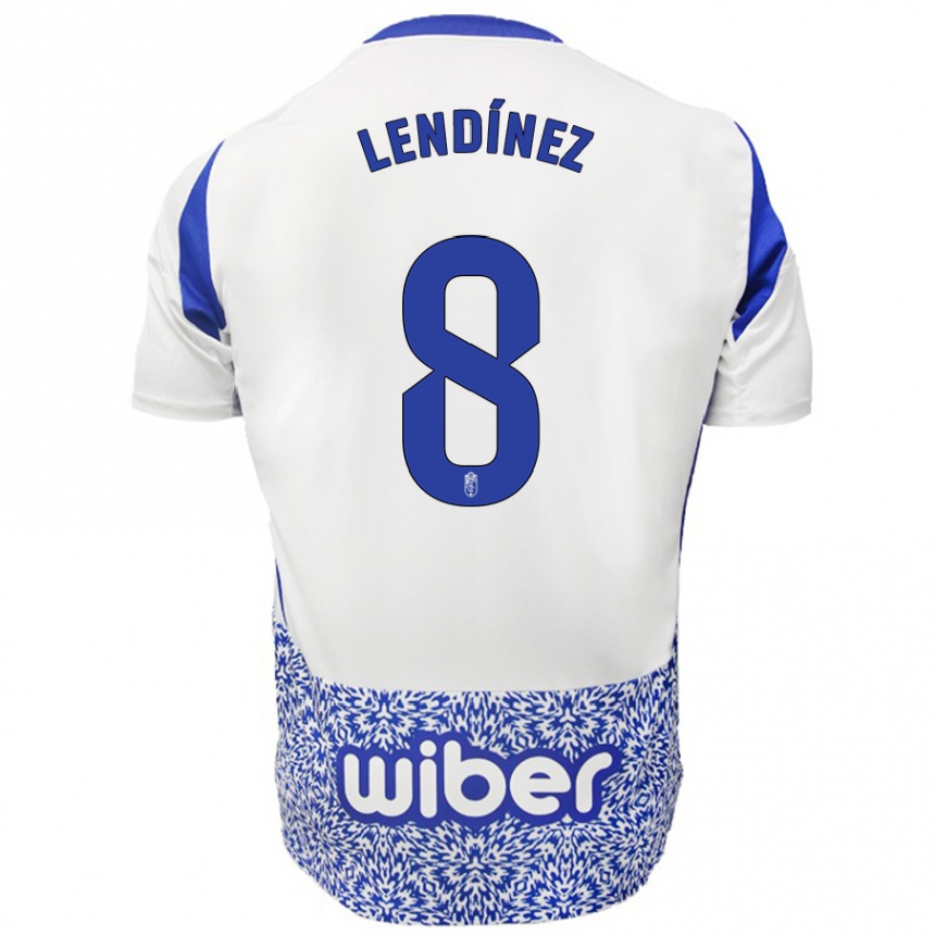 גברים כדורגל Juanma Lendínez #8 לבן כחול הרחק ג'רזי 2024/25