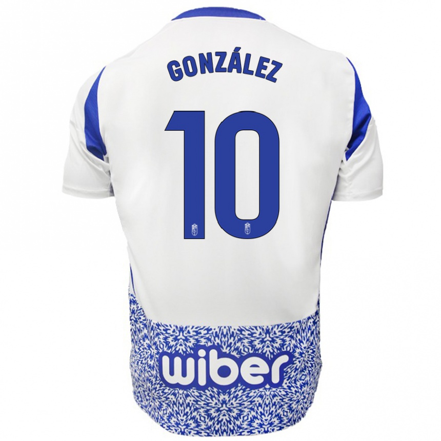 גברים כדורגל Mario González #10 לבן כחול הרחק ג'רזי 2024/25