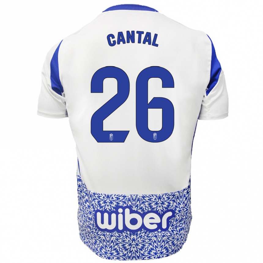 גברים כדורגל Paco Cantal #26 לבן כחול הרחק ג'רזי 2024/25