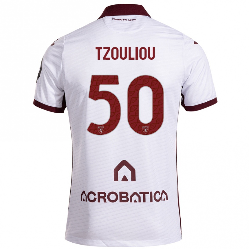 גברים כדורגל Dimitrianos Tzouliou #50 חום לבן הרחק ג'רזי 2024/25