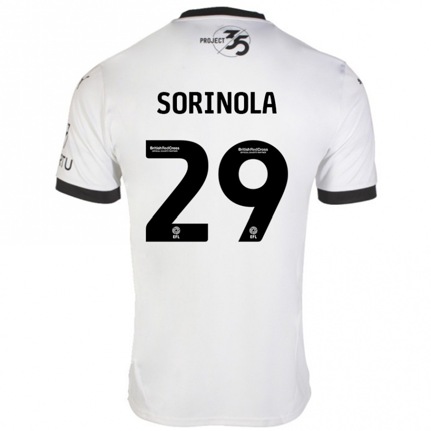 גברים כדורגל Matthew Sorinola #29 לבן שחור הרחק ג'רזי 2024/25