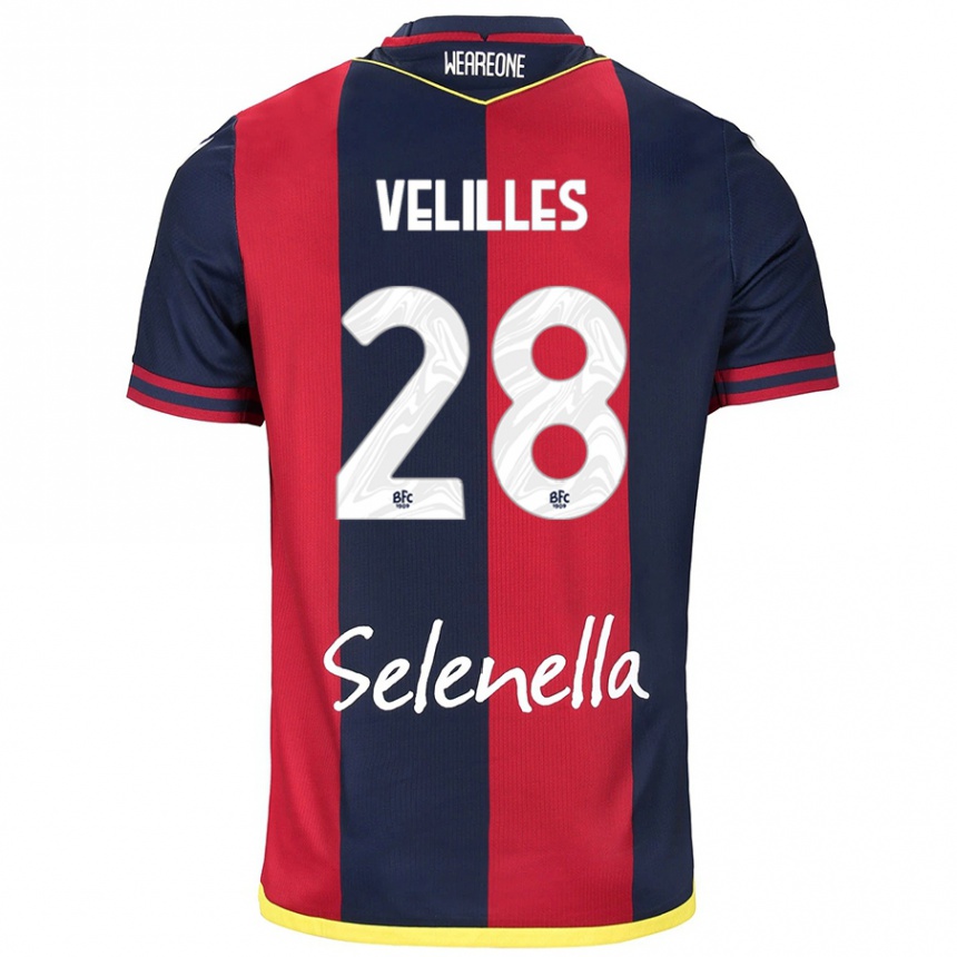 נשים כדורגל Aarón Velilles #28 אדום רויאל כחול ג'רזי ביתית 2024/25
