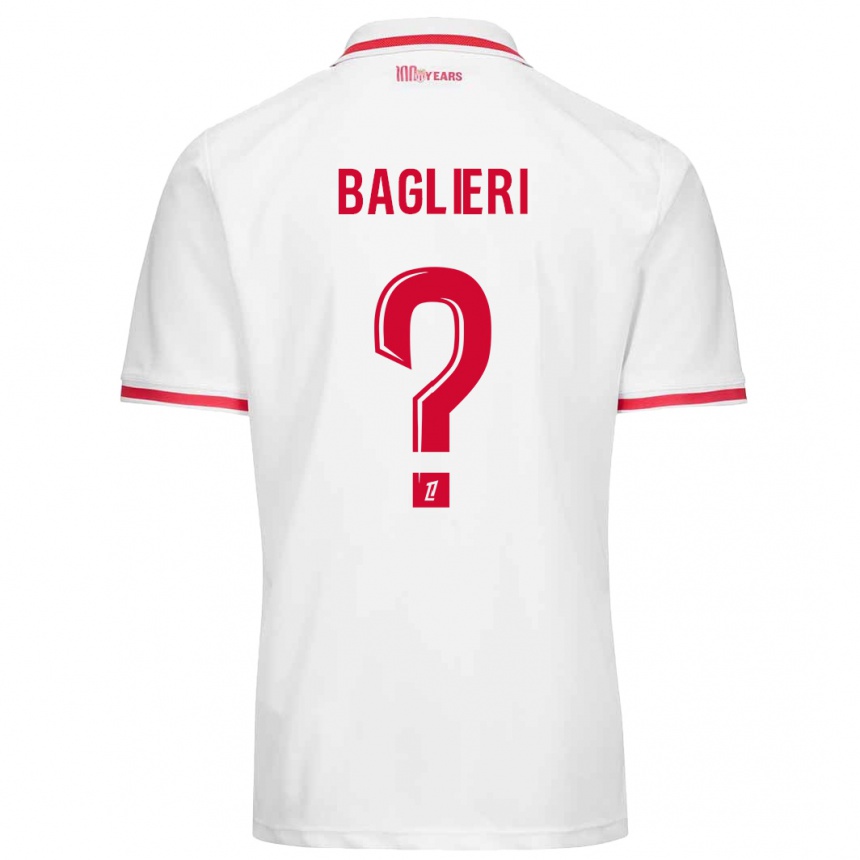 נשים כדורגל Enzo Baglieri #0 לבן אדום ג'רזי ביתית 2024/25