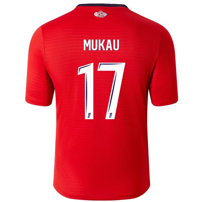נשים כדורגל Ngal'ayel Mukau #17 אדום לבן ג'רזי ביתית 2024/25