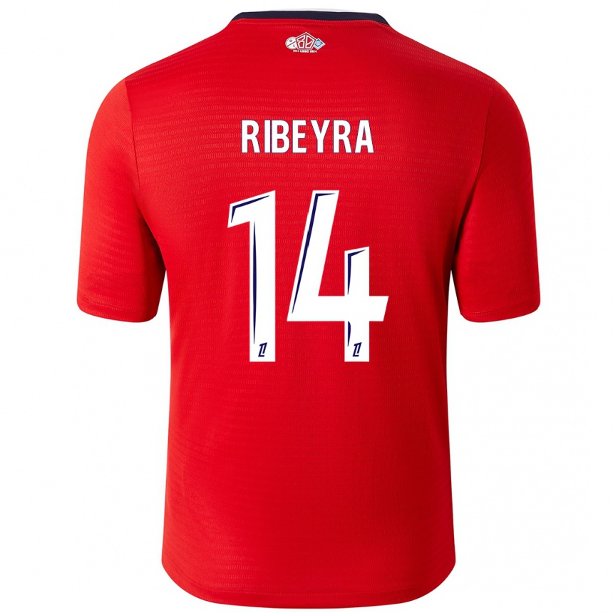 נשים כדורגל Anaïs Ribeyra #14 אדום לבן ג'רזי ביתית 2024/25