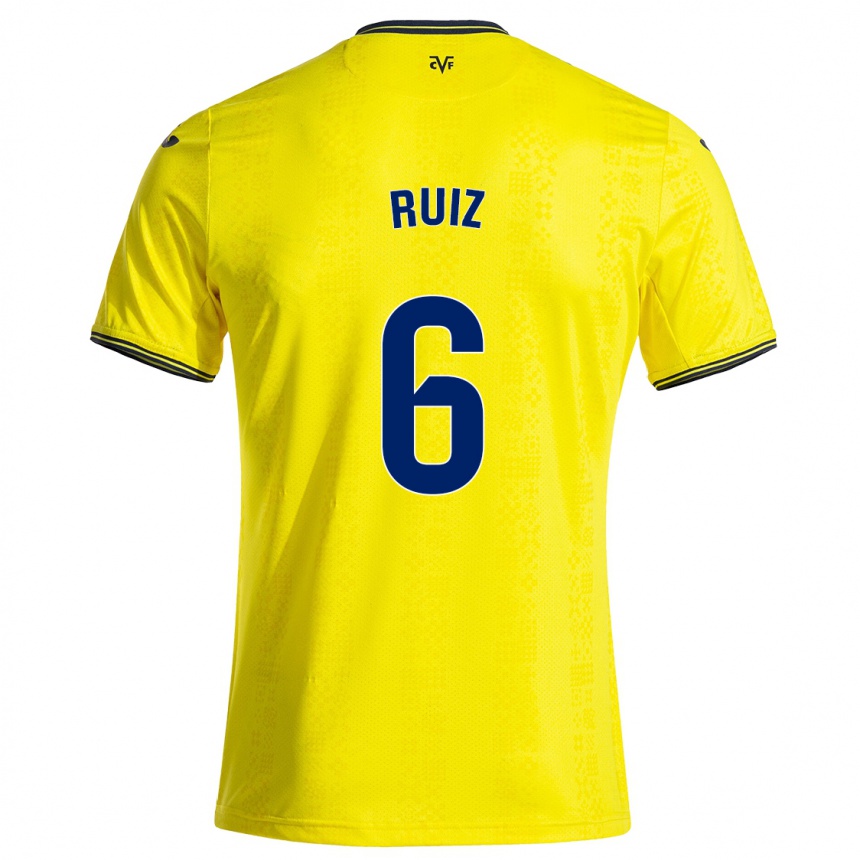 נשים כדורגל Joan Ruiz #6 צהוב שחור ג'רזי ביתית 2024/25