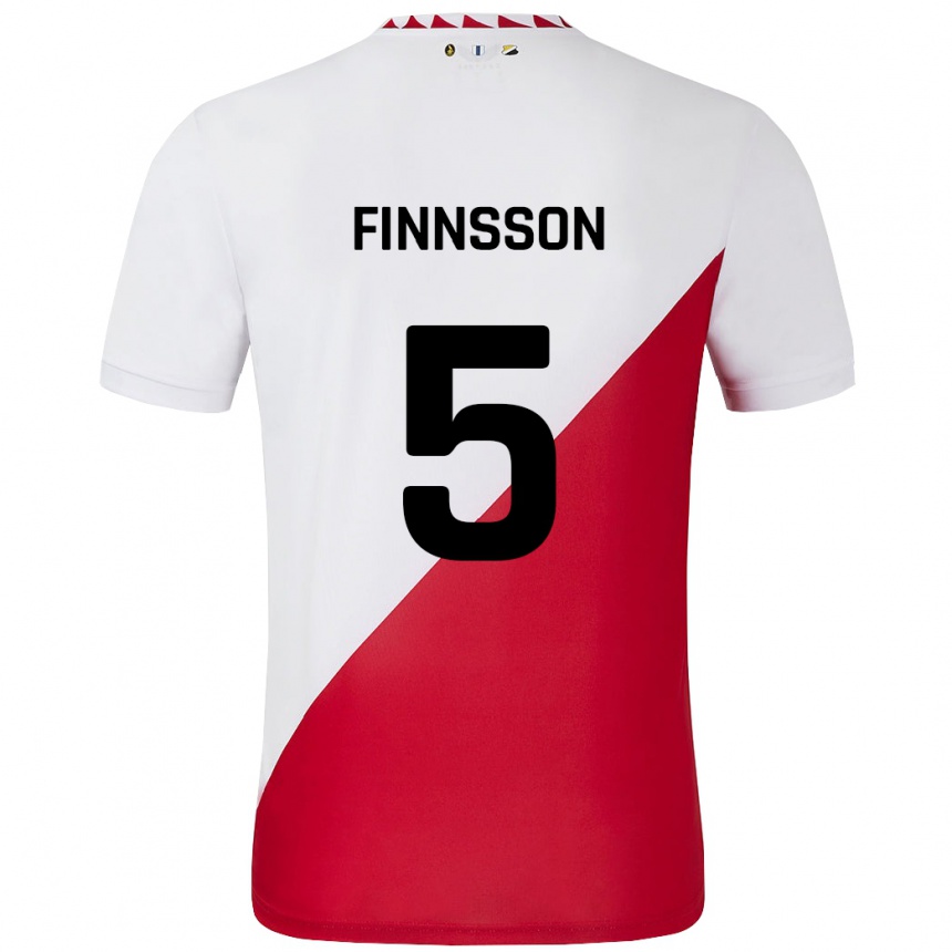נשים כדורגל Kolbeinn Finnsson #5 לבן אדום ג'רזי ביתית 2024/25
