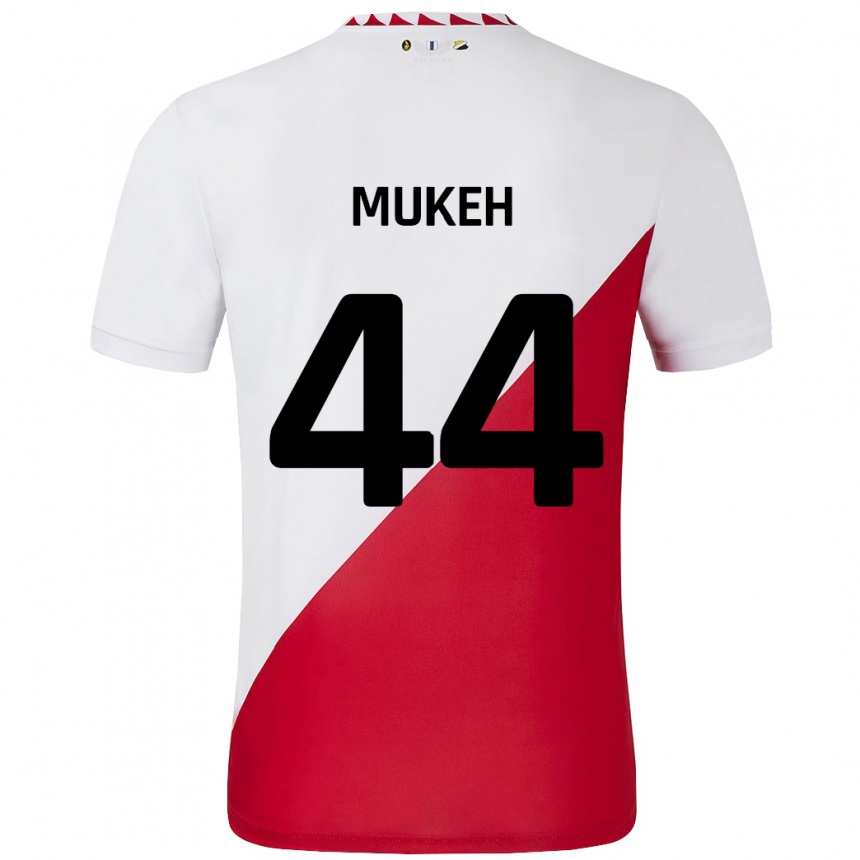 נשים כדורגל Joshua Mukeh #44 לבן אדום ג'רזי ביתית 2024/25