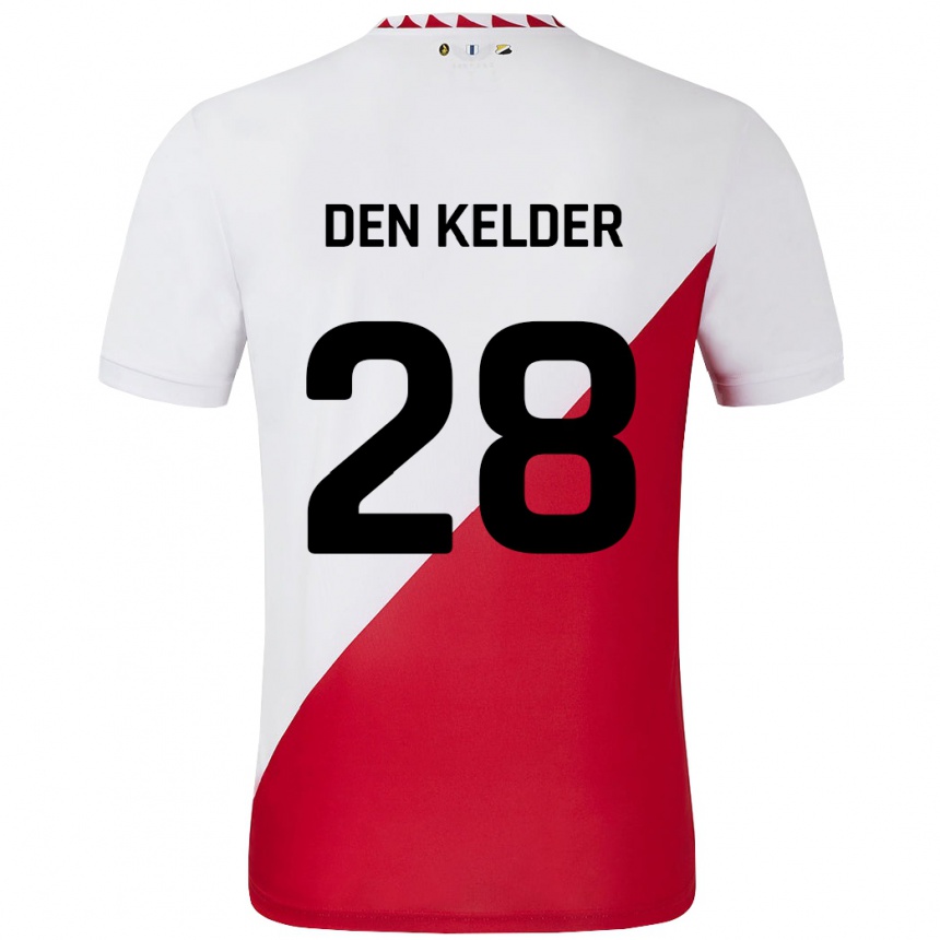 נשים כדורגל Gera Op Den Kelder #28 לבן אדום ג'רזי ביתית 2024/25