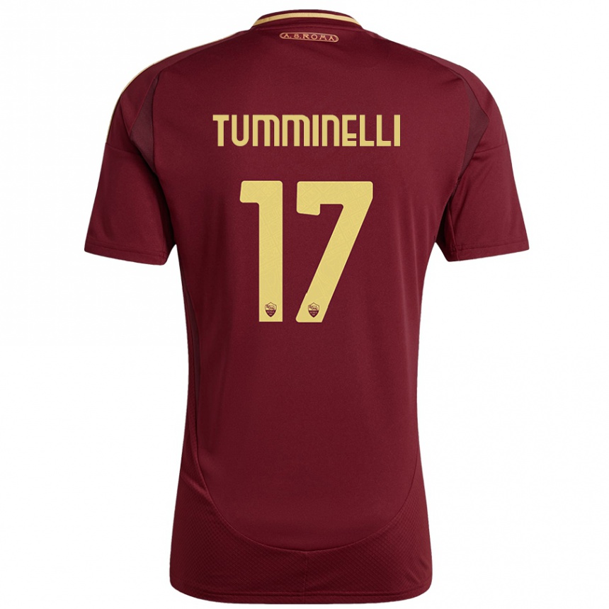 נשים כדורגל Gianmarco Tumminelli #17 אדום חום זהב ג'רזי ביתית 2024/25