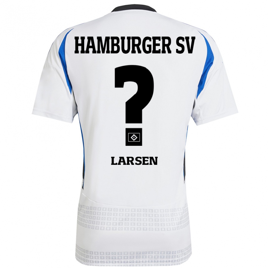 נשים כדורגל Yannik Larsen #0 לבן כחול ג'רזי ביתית 2024/25