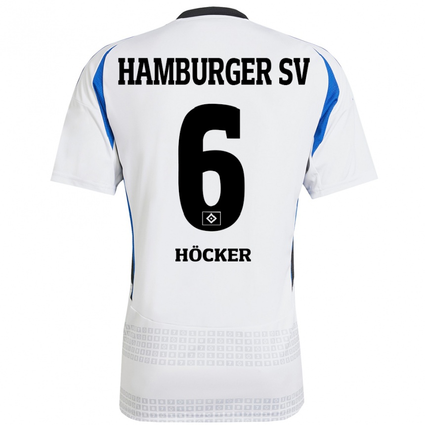 נשים כדורגל Tiziano Höcker #6 לבן כחול ג'רזי ביתית 2024/25