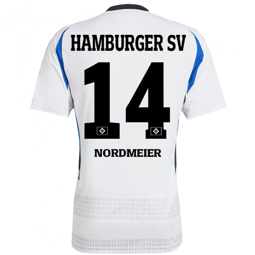 נשים כדורגל Quentin Nordmeier #14 לבן כחול ג'רזי ביתית 2024/25
