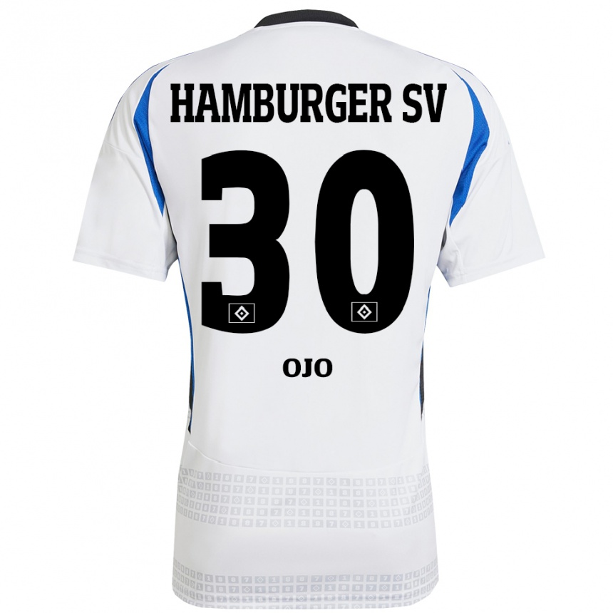 נשים כדורגל Kelvin Ojo #30 לבן כחול ג'רזי ביתית 2024/25