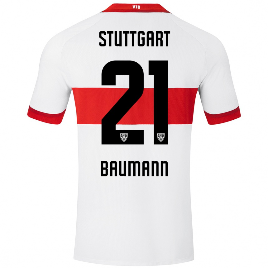 נשים כדורגל Katharina Baumann #21 לבן אדום ג'רזי ביתית 2024/25