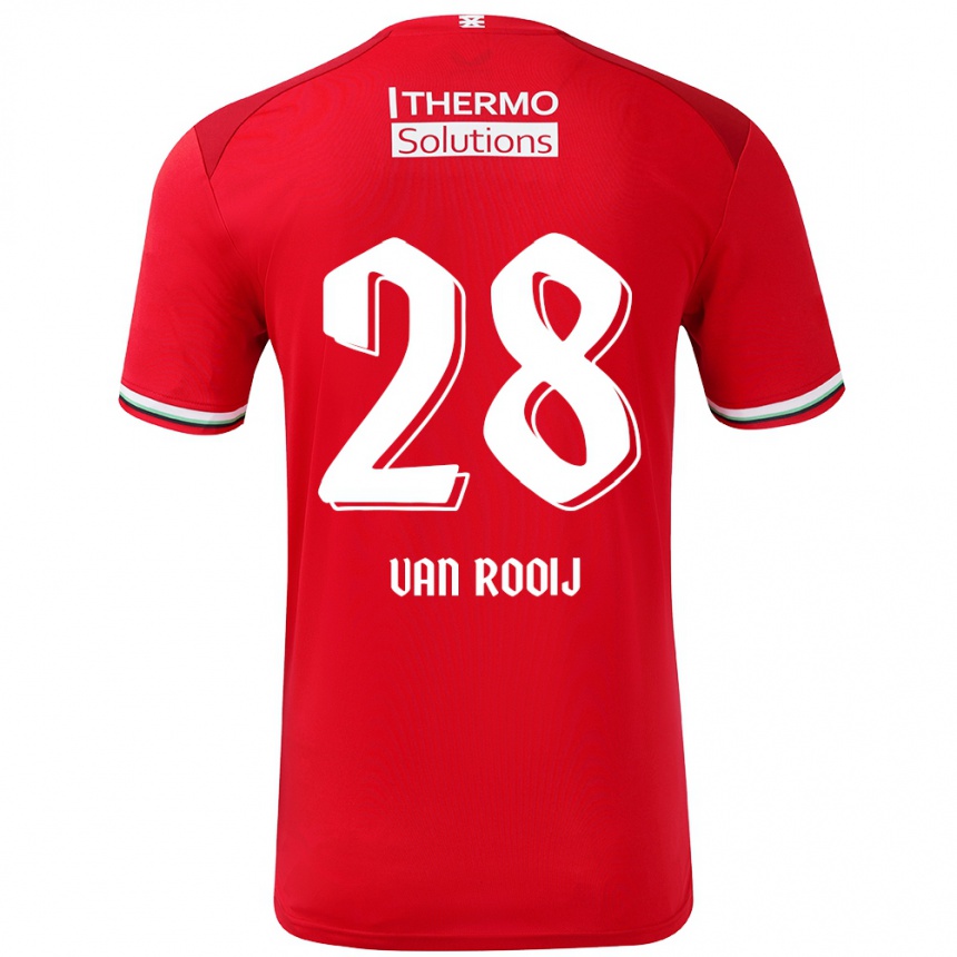 נשים כדורגל Bart Van Rooij #28 אדום לבן ג'רזי ביתית 2024/25