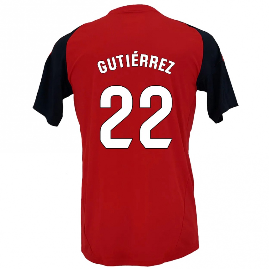 נשים כדורגל Juan Gutiérrez #22 אדום שחור ג'רזי ביתית 2024/25