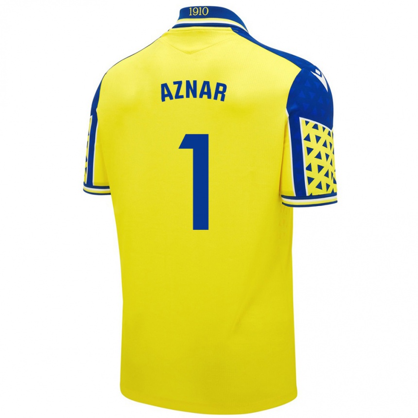 נשים כדורגל Victor Aznar #1 צהוב כחול ג'רזי ביתית 2024/25