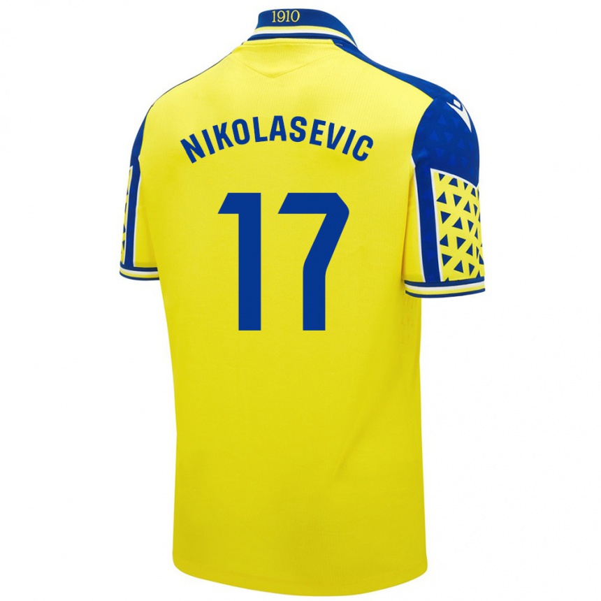נשים כדורגל Mirko Nikolasevic #17 צהוב כחול ג'רזי ביתית 2024/25